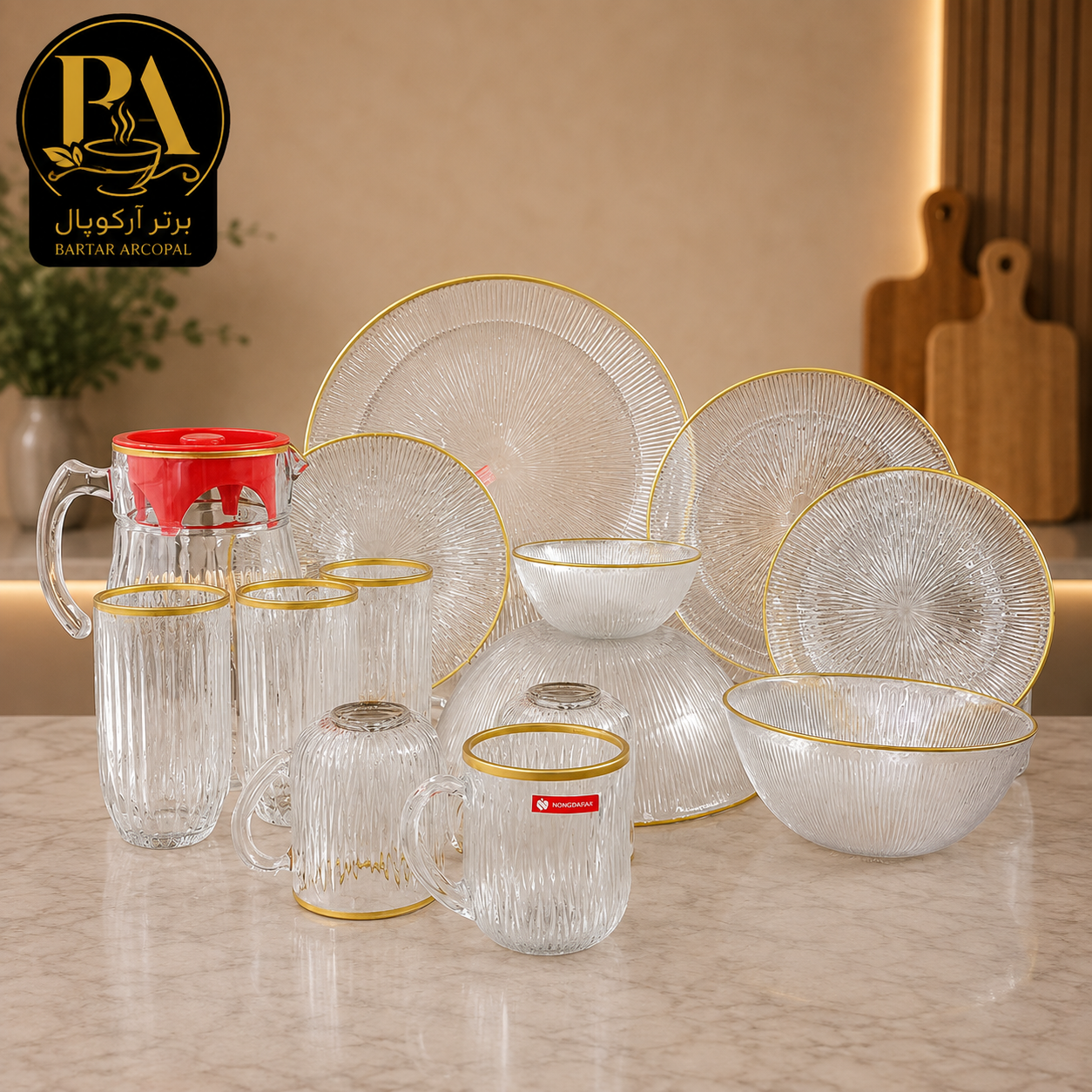 سرویس سولو لب طلا 46 پارچه نوری تازه