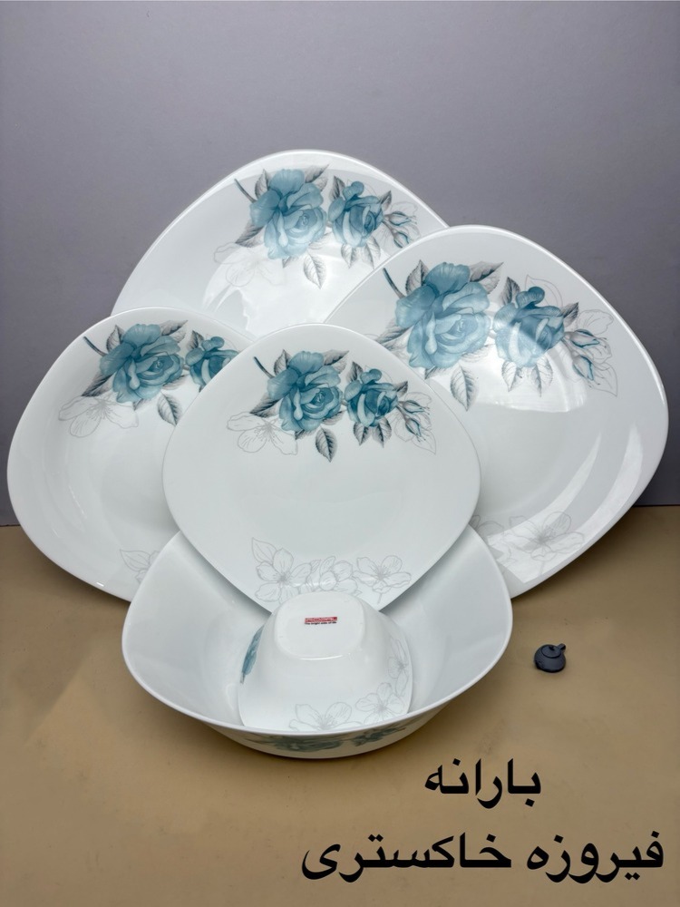 سرویس غذاخوری ۲۶ پارچه دینو طرح بارانا فیروزه ای مربع