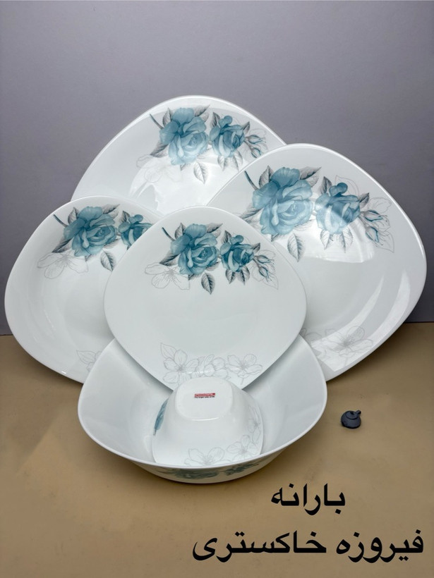 سرویس غذاخوری ۲۶ پارچه دینو طرح بارانا فیروزه ای مربع