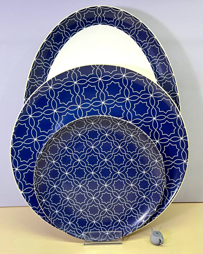 سرویس چینی ۲۸ پارچه بنچاینا طرح پترن سرمه ای