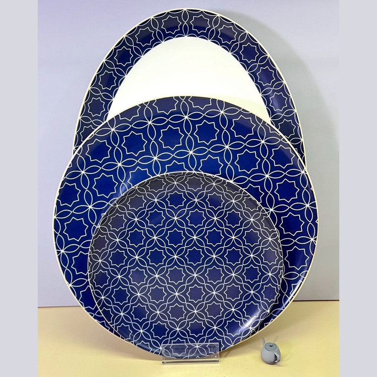 سرویس چینی ۲۸ پارچه بنچاینا طرح پترن سرمه ای
