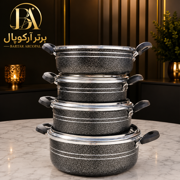 سرویس قابلمه ۷ پارچه ماه رنگ سربی