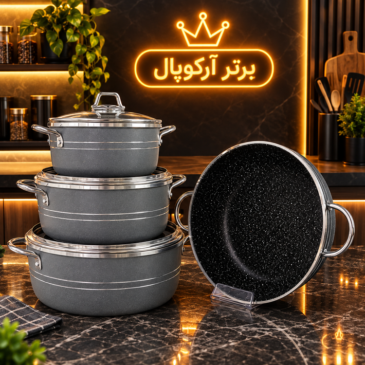 سرویس قابلمه 7 پارچه اپیروس رنگ طوسی