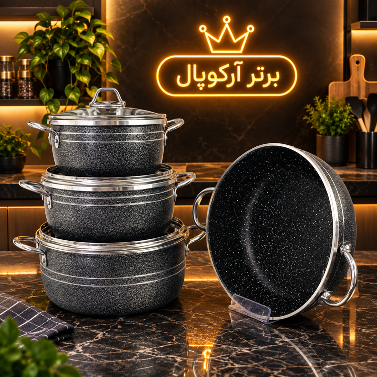 سرویس قابلمه 7 پارچه اپیروس رنگ سربی